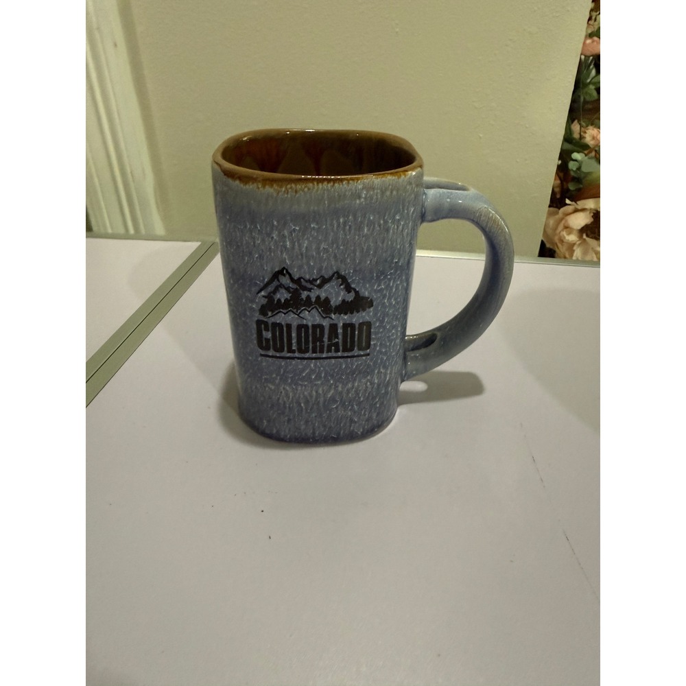 Colorado Mountain Stoneware Coffee Mug My Café Blue‎ Reactive Glaze